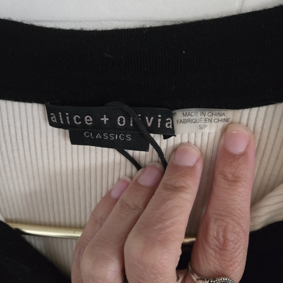 Alice + Olivia Pia Ribbed Polo Shirt Wool-Blend Colorblock Collar Sweater Knit S - Picture 8 of 9